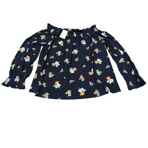 Charter Club Navy Floral Top, NWT, Size-M, Charter Club Women’s Top